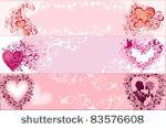 three valentine banners with...