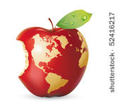 vector red apple earth