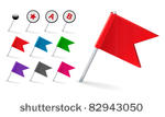 vector flag pin icon set