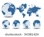 world map with earth globes  in ...