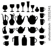 many different tableware...