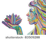 woman with lotus flower  bright ...