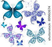 set vintage butterflies for...