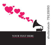 vintage gramophone with hearts. ...