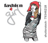 fashion girl in sketch style....