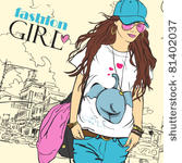 sexy fashion girl in sketch...