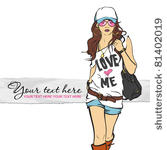 sexy fashion girl in sketch...