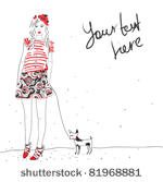 trendy girl and a little dog....