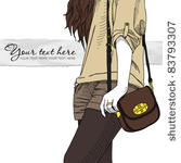 fashion girl with bag. vector...