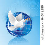 dove of peace near globe