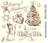 hand drawn christmas set