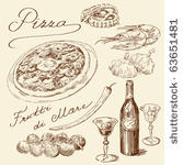 hand drawn pizza set