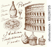 hand drawn italian set