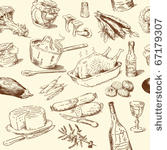 seamless pattern hand drawn food