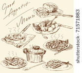 menu original hand drawn set