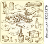 food collection   hand drawn set