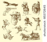 wild west hand drawn set