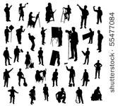 set of working people silhouette