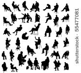 set of sitting people silhouette