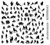 set of sitting people silhouette