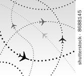 air travel. dotted lines are...