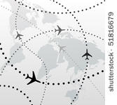 world map of airline airplane...