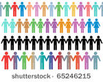 rows of diverse stick figure...