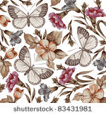 butterflies. flowers. vector....