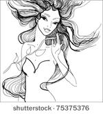 vector sketch of beautiful girl