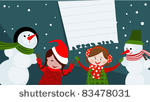 winter card with funny children ...
