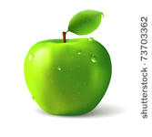 green apple with water drops  ...