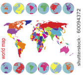colored world map and earth...