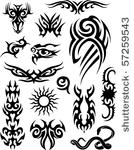 set of tribal tattoo including...