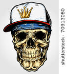 skull with bandanna and cap