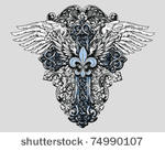 fleur de lis cross with wings