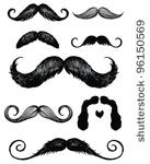 hand drawn mustache set
