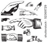 set of antique hands engravings ...