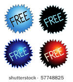 four round stickers with...
