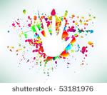 prints of hands on ink colorful ...