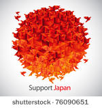 japan flag shaped from origami...