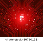 circuit board vector red...