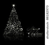christmas tree with swirls and...