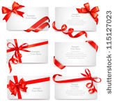 set of beautiful cards with red ...