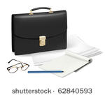 a briefcase and notebook and...