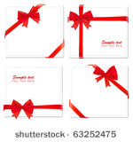 four cards with ribbons. vector.