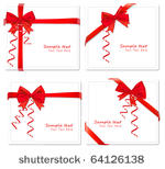 four cards with ribbons. vector.