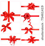 big set of red gift bows with...