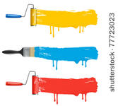 set of colorful paint roller...