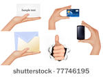 set of hands holding different...
