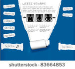 website from blue ripped paper. ...